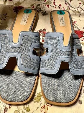 Steven by Steve Madden Light Blue Slide Sandals Sz 8